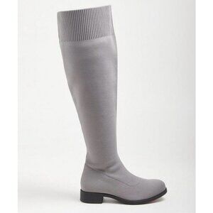 Torrid Stretch Knit Over The Knee Heel Boots Size 8.5 WW Wide Width Gray NEW